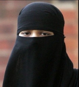 Husna Al-Bashir showing support for Muslim tradition by wearing the Burka.