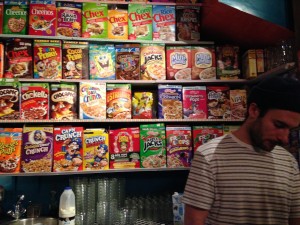 A wall of specialities of cereals, at Cereal Killer Cafe photo credit: Susanna Flore