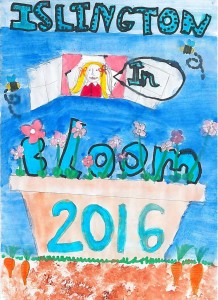 Winning entry in the Islington In Bloom poster competition, by Alice Appleton. [Picture from Islington Media]